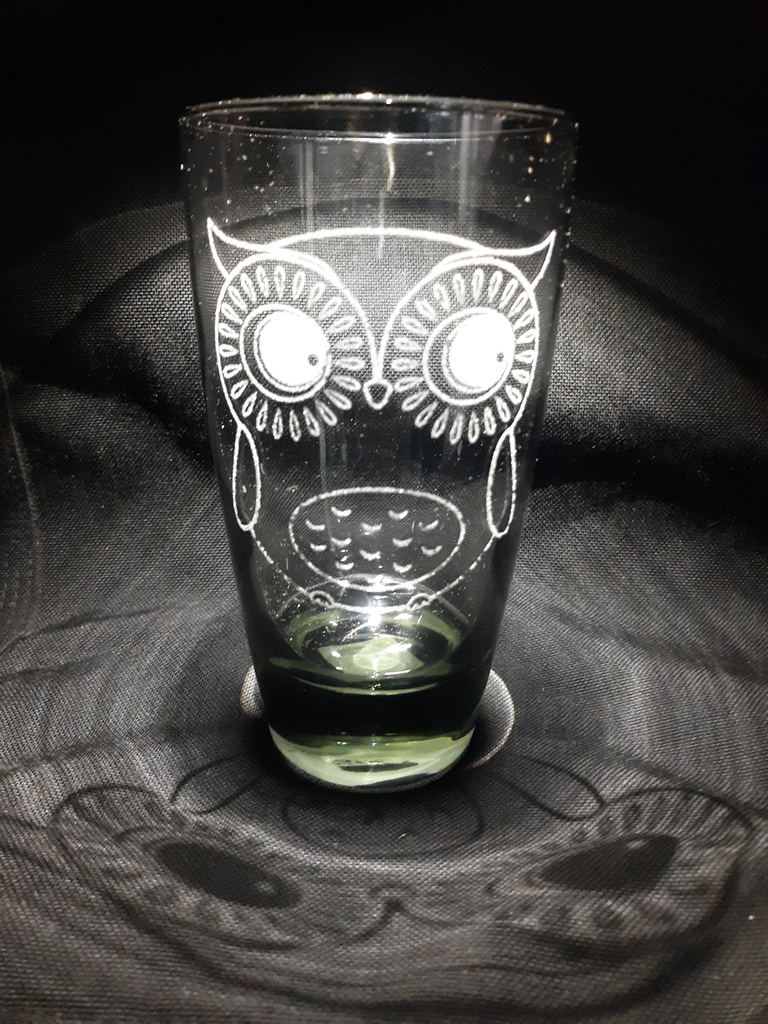 owl etched glass