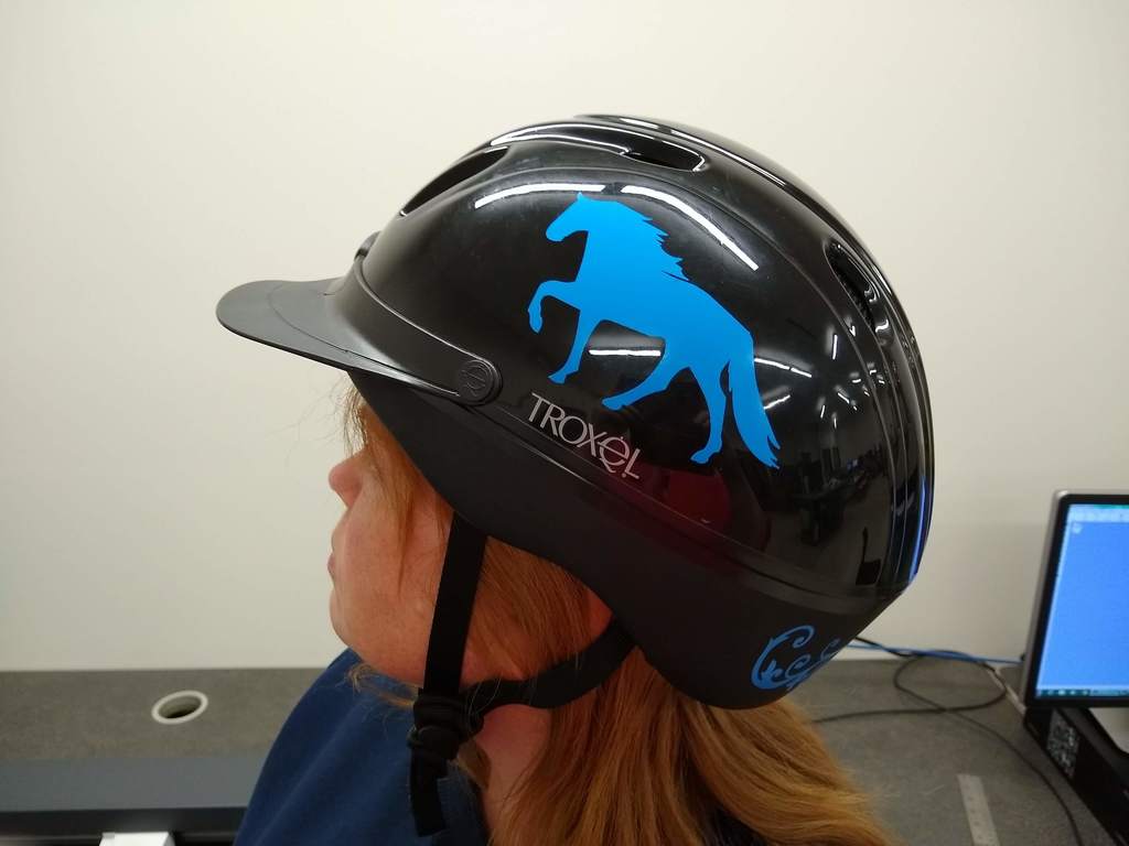 Custom make sticker on riding helmet