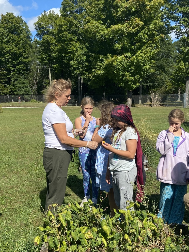 Miss Jeanne visits with 3rd Graders to share the end of the year harvest in the school gardens
