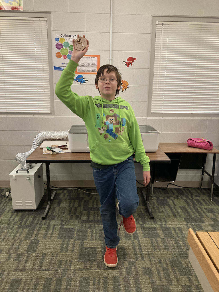 Lab Cats club member Kevyn Lenehan created an awesome design for his coaster during our club time at Florence Elementary. He was very happy with how it turned out!  Way to go Kevyn!!! #GoFloCats