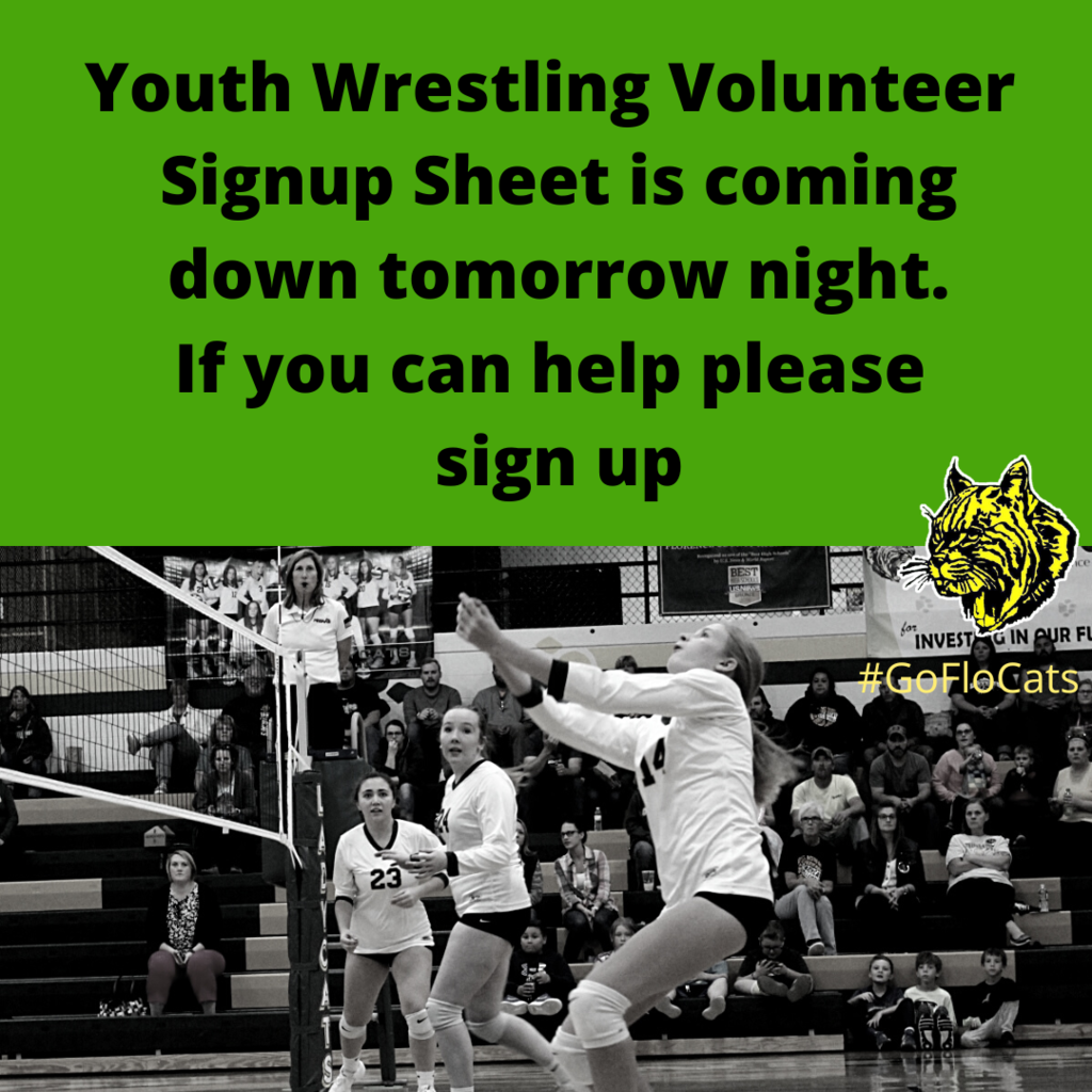 Youth Wrestling signup sheet